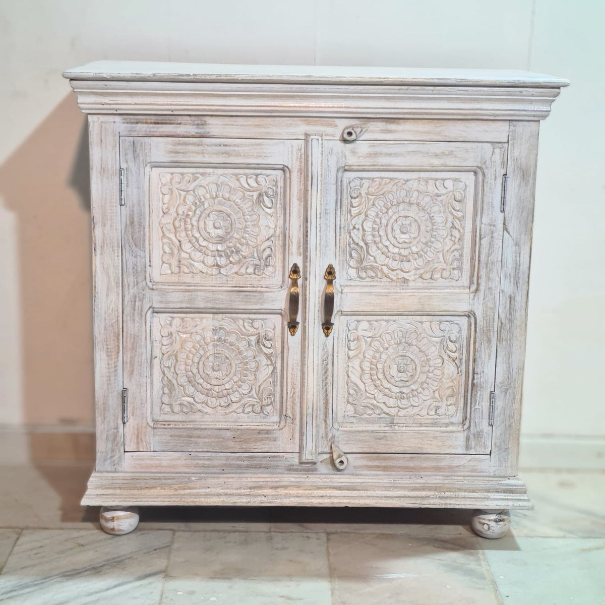 Indian Hand Carved Solid Wood Cabinet D108