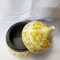 Real Bone Inlay Designer Luxury Round Jewellery Box Gift Storage Yellow D