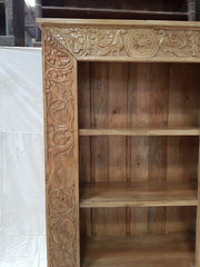 Indian Mughal Hand Carved Solid Wooden Beautiful Bookcase 106x40x183cm