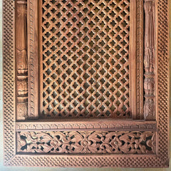 Hand Carved Mango Wood Carvings Wall Hanging Panel 04