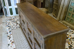 Antique Indian Old Door Solid Wooden Sideboard Brown 192x45x77cm A0395