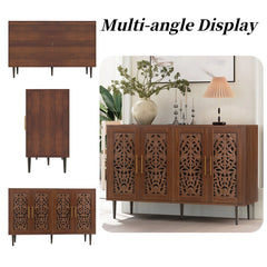 Indian Handmade Carved Solid Wood Buffet Cabinet Sideboard