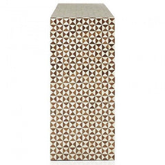 Maaya Bone inlay Brown White Geometry Console Hall Table