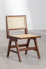 The Gileteen Wooden Rattan Wicker Cane Arm Chair for Dining & Living Room Teak Wood