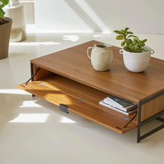 Industrial Metal and Wood Coffee Table With Storage C114
