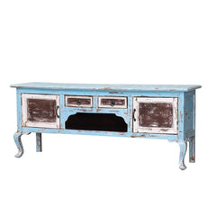 Painted French Country Solid Wood Cabriole Leg TV Unit Shabby Chic