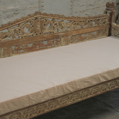 Mughal Garden Hand Carved Balinese Daybed Limewash L