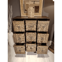 Hand Carved Solid Hard Wood Dresser Chest of Drawers D9
