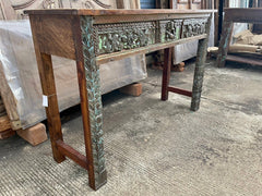 Indian Hand Carved Solid Wood Carved Console Table