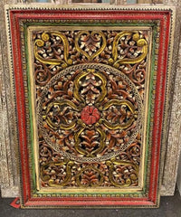 Hand Carved Painted Solid Wood Wall Hanging Panel 21