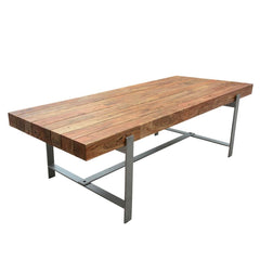 Industrial Rustic Iron & Hard Wood Large Dining Table Natural