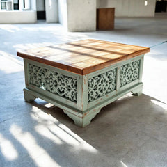 Indian Vintage Hand Carved Solid Wood Coffee Table C124