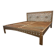 Indian Hand Carved Solid Wood King Sized Bed Brown 101