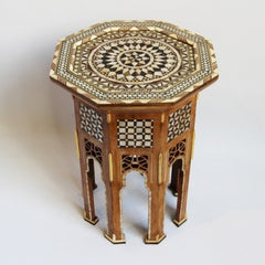 Maaya Bone Inlay Floral Small Arabian Side Table Stool Stand