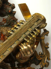 Indian Lord Goddess Sarasvati Brass Statue