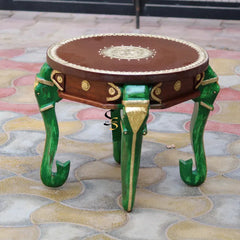 Indian Hand Carved Brass Work Solid Wood Coffee Table C136