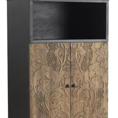 Hand Carved Solid Wooden 2 Door 4 Drawers Cupboard Wardrobe D128