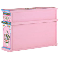 Indian Hand Painted Solid Wood Sideboard In Multicolour