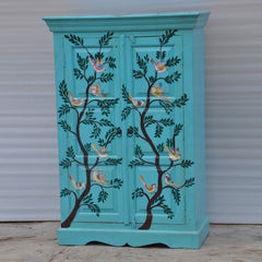 Pandora Hand Painted Cabinet Blue Birds Floral