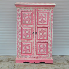 Bone Inlay Star Geometrical pattern Cabinet Pink