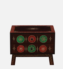 Shanti Surprise Hand Painted Solid Wood Bedside Table In MultiColour