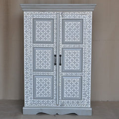 Bone Inlay Star Geometrical pattern Cabinet Grey