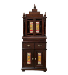 Large Sized Handmade Sheesham Wood Home Temple In Brown