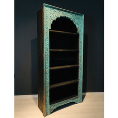 Mehrab Indian Hand Carved Solid Wood Bookshelf B1