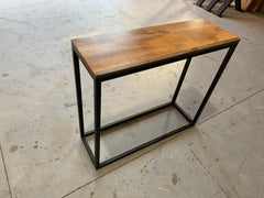 Angle Industrial Metal Wood Hall Console Table Black Natural