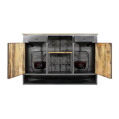 Attic Camlot Wood Designer Truck Bar Cabinet Elegant Grey