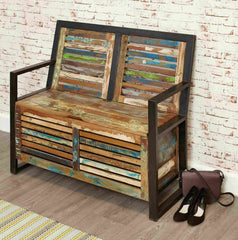 Aspen Reclaimed Wood Industrial Bench With Storage Shoe Rack