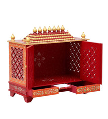 Sheesham Wood & MDF Handmade Mandir Home Temple In Red