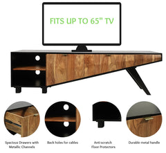 Corsica Sloan Mango Wood TV Cabinet Free Standing Media Console Movable TV Unit 170cm