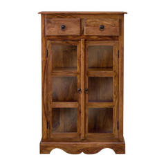 Boston Handmade Solid Sheesham Wood Honey Finish Kitchen Cabinet