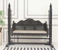 Handmade Indian Furniture Solid Hard Wood Swing Daybed in Black Finish