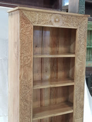 Indian Mughal Hand Carved Solid Wooden Beautiful Bookcase 106x40x183cm