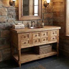 Indian Hand Carved Solid Wood Bathroom Vanity V05