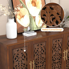 Indian Handmade Carved Solid Wood Buffet Cabinet Sideboard
