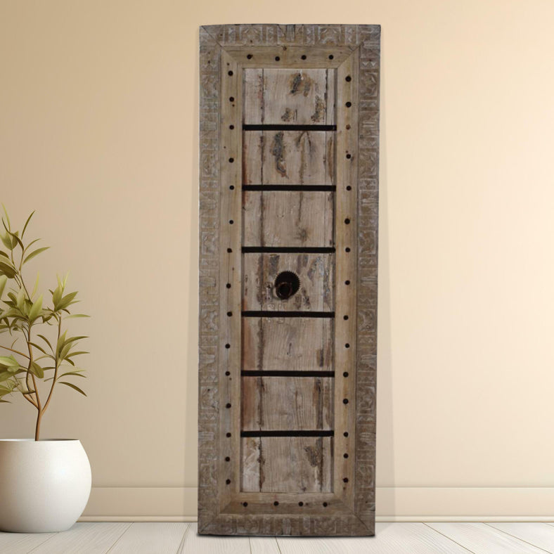 Indian Vintage Antique Reclaimed Teak Wooden Door Panel 30