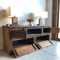 Indian Hand Carved Solid Wooden TV Unit 06