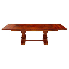 Boston Solid Wood Large Trestle Pedestal Extendable Dining Table Honey Brown