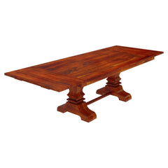 Boston Solid Wood Large Trestle Pedestal Extendable Dining Table Honey Brown