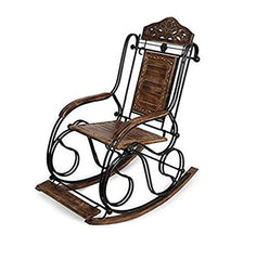 Urban Art Store Wood & Wrought Iron Rolling Chair Dark Brown