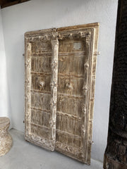 Indian Antique Old Door Solid Wood Door Whitewash 168cm