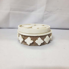 Real Bone Inlay Designer Luxury round Jewellery Box Gift Storage White J