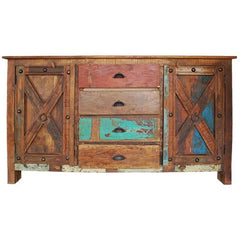 X - Design Indian Reclaimed Wood 4 Drawers Large Buffet Sideboard