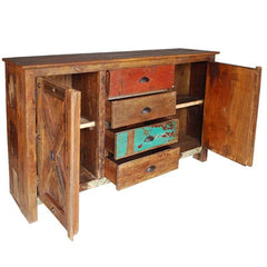 X - Design Indian Reclaimed Wood 4 Drawers Large Buffet Sideboard