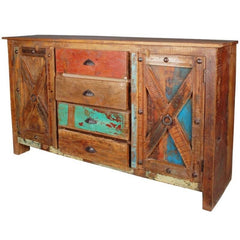 X - Design Indian Reclaimed Wood 4 Drawers Large Buffet Sideboard