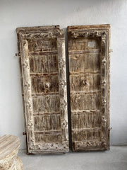 Indian Antique Old Door Solid Wood Door Whitewash 168cm