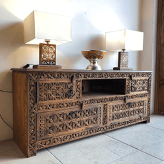 Indian Hand Carved Solid Wooden TV Unit 06